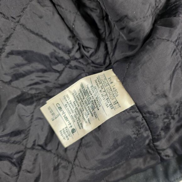 Carhartt Jacket Mens Large Brown Hooded Duck Active Quilted Workwear Distressed - Picture 15 of 16